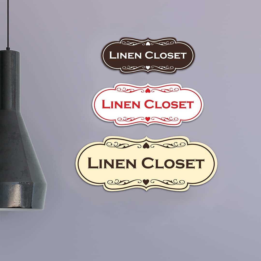 Designer Linen Closet Door Wall Indicator Sign Acrylic Matte Black Small