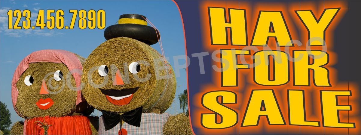 3’X8′ HAY FOR SALE BANNER Outdoor Sign LARGE Grass Alfalfa Bales CUSTOM PHONE #
