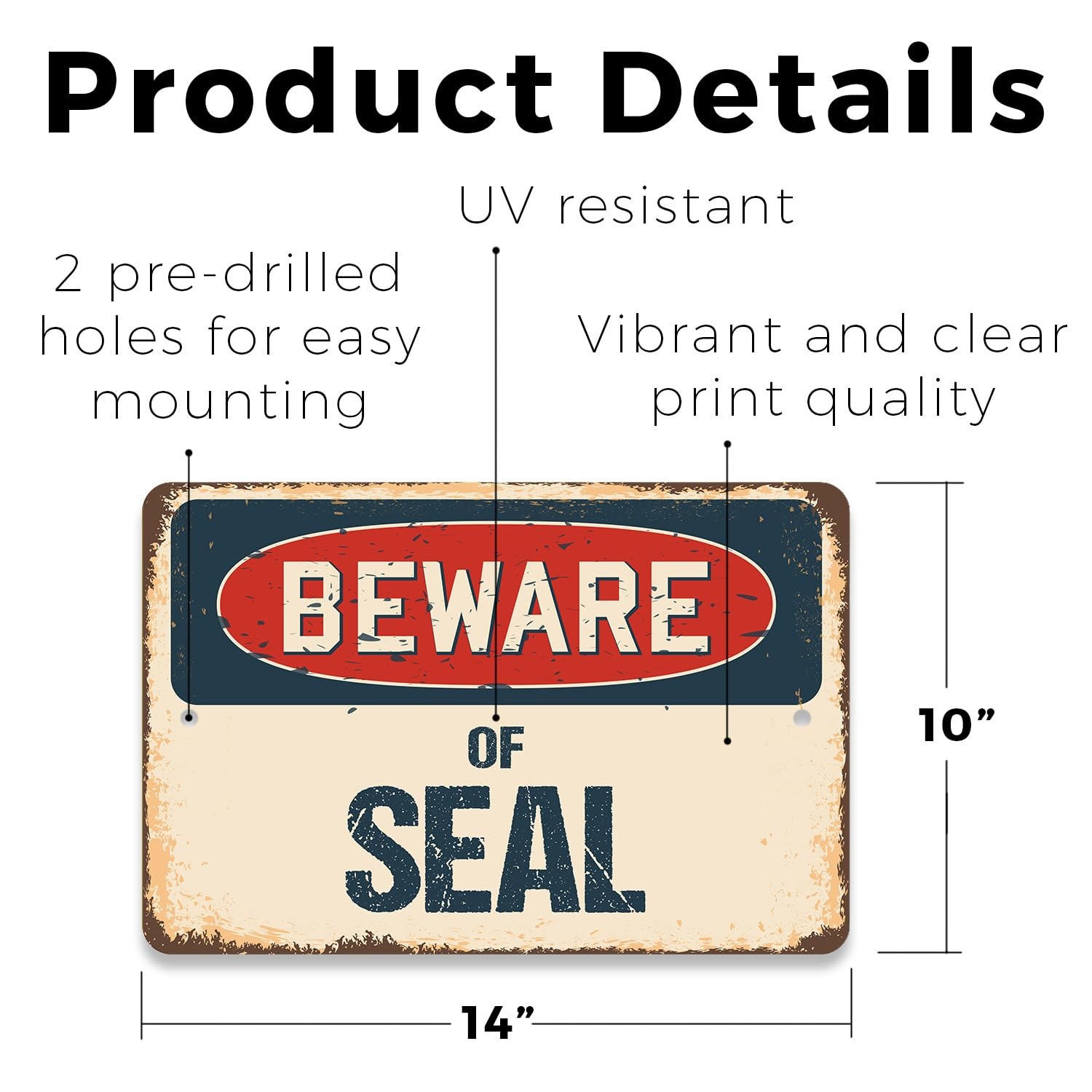 SignMission Seal (3 Pack) Large Plastic Street Sign Crossing Sign Warning Sign