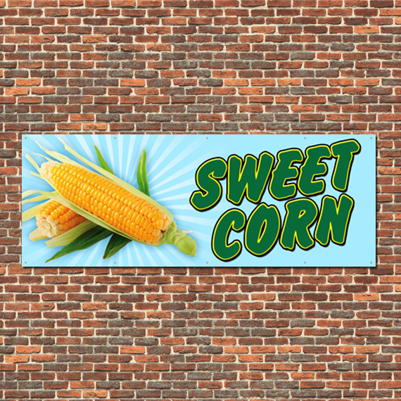 Sweet Corn Banner 18″x48″ Free Shipping & Customization, Ready to Hang!