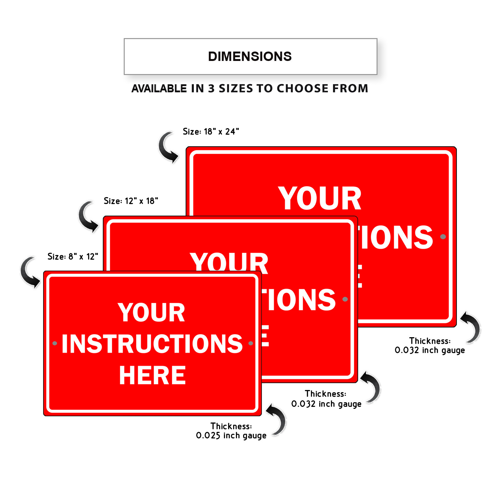 Custom Sign Your Instructions Here Personalized Warning Text Aluminum Metal Sign