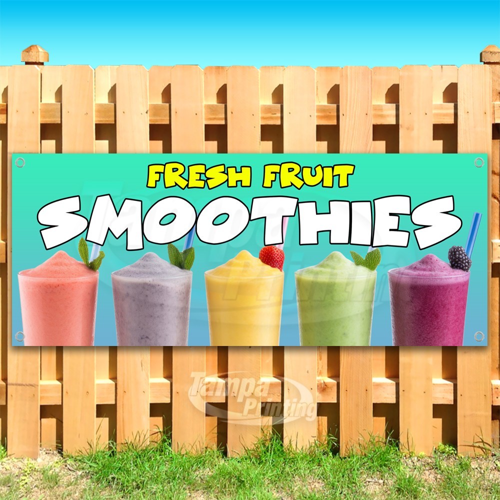 FRUIT SMOOTHIES Advertising Drinks Fresh Vinyl Banner Flag Sign USA SB10701