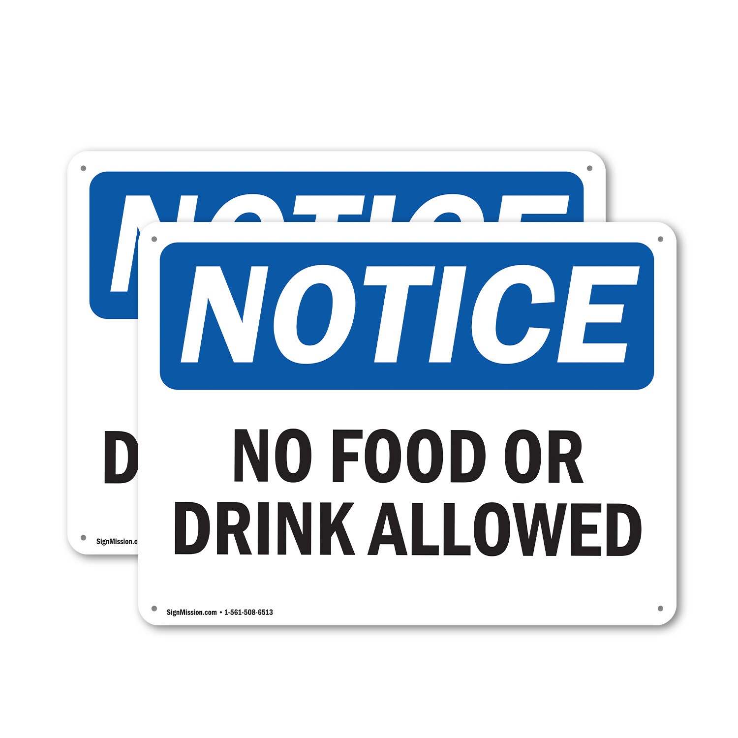 (2 Pack) No Food Or Drink Allowed OSHA Notice Sign Decal Metal Plastic