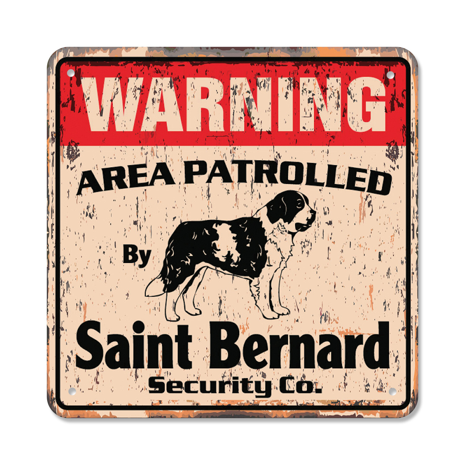 SAINT BERNARD Vintage Security Plastic Sign Area Patrolled pet owner dog lover p