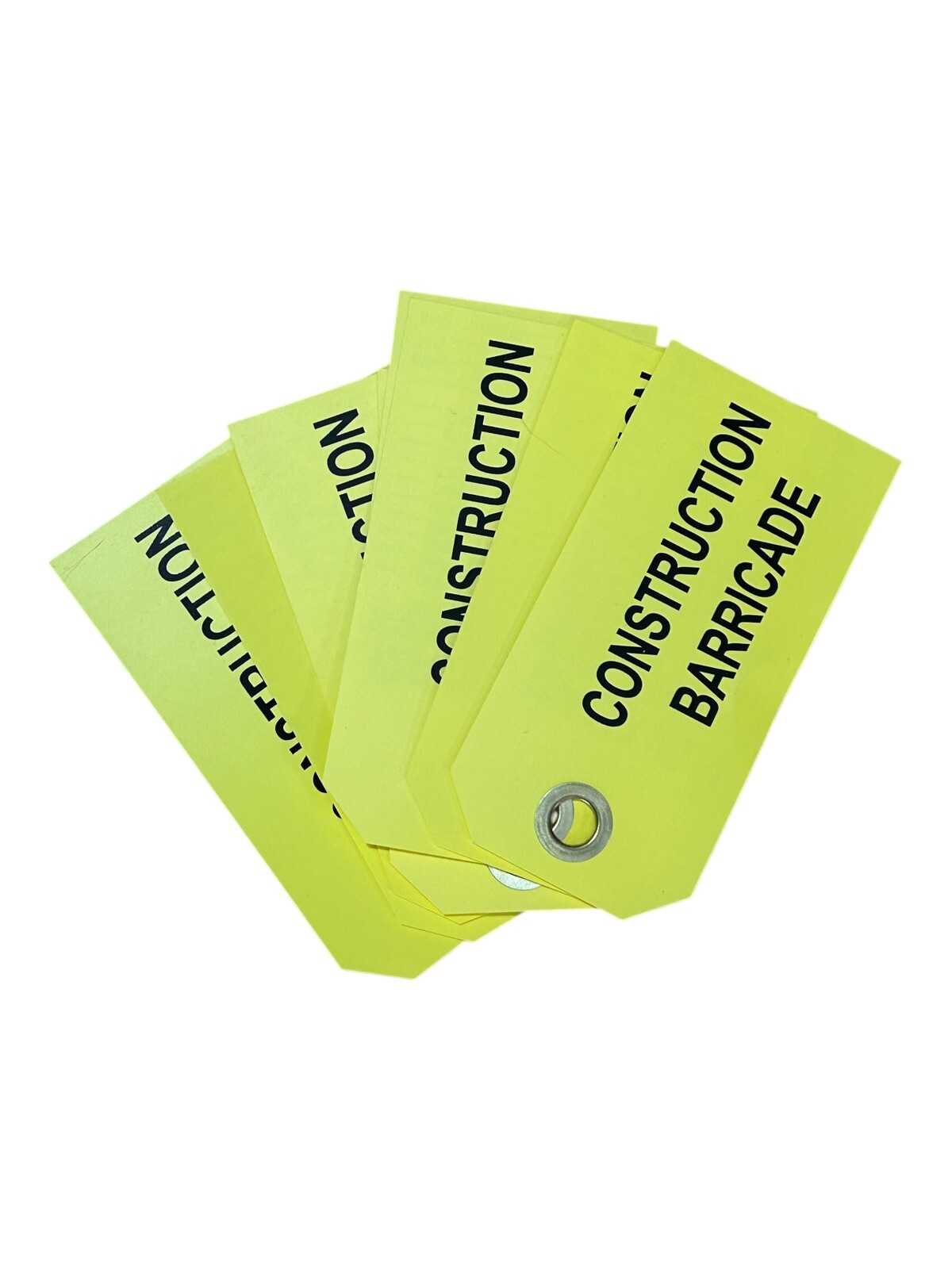 Reinforced Construction Barricade Hang Tags Plastic Weatherproof – 18 pc Yellow