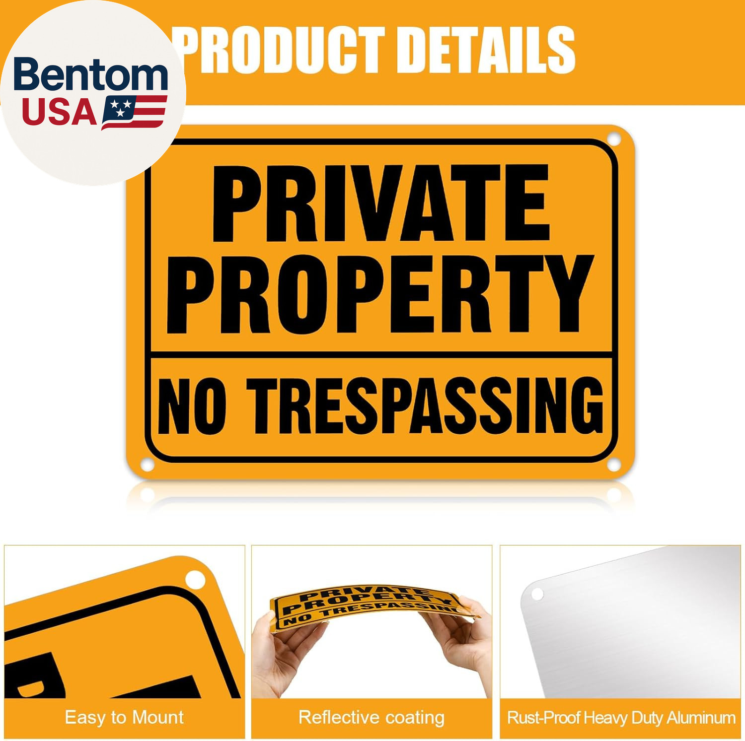 12Pcs No Trespassing Private Property Signs Metal Reflective Aluminum No Trespas