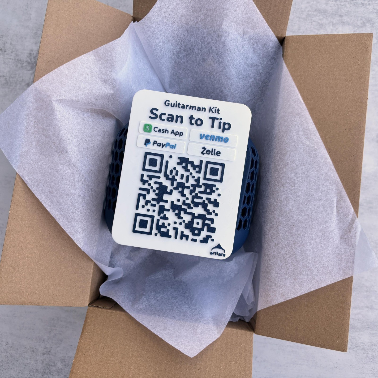 Compact Tip Jar – Cash & Digital Tipping with Business Card Holder -Artfare Mini