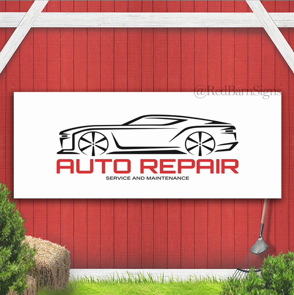Auto Repair Service And Maintenance Indoor Outdoor Banner Sign with grommets