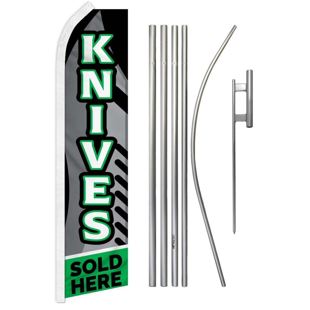 Knives Sold Here Swooper Feather Flutter Advertising Flag Kit Knive Shop