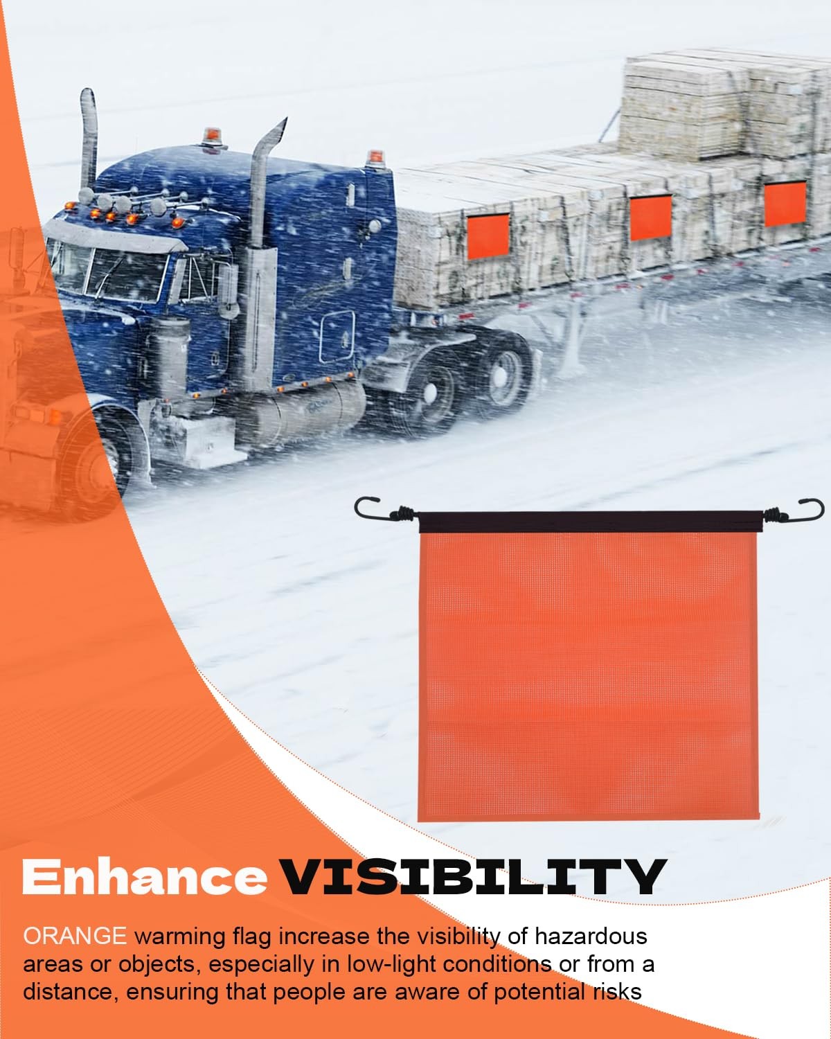Safety Flags for Trucks, Bright Orange Mesh Oversized Load Flag 18 x 18 Inch …