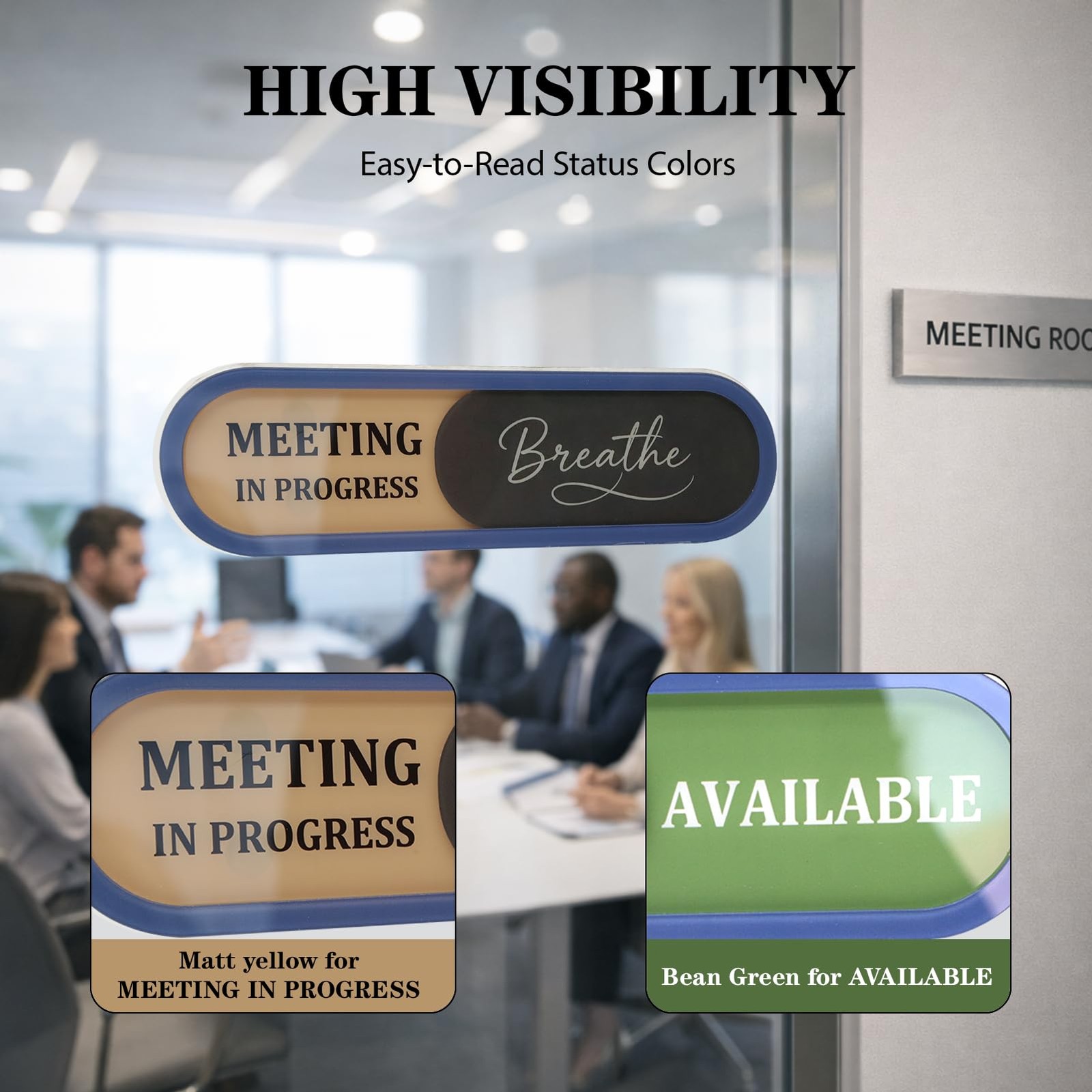 In a Meeting Office Door Sign with Slider Acrylic Privacy Status Indicator