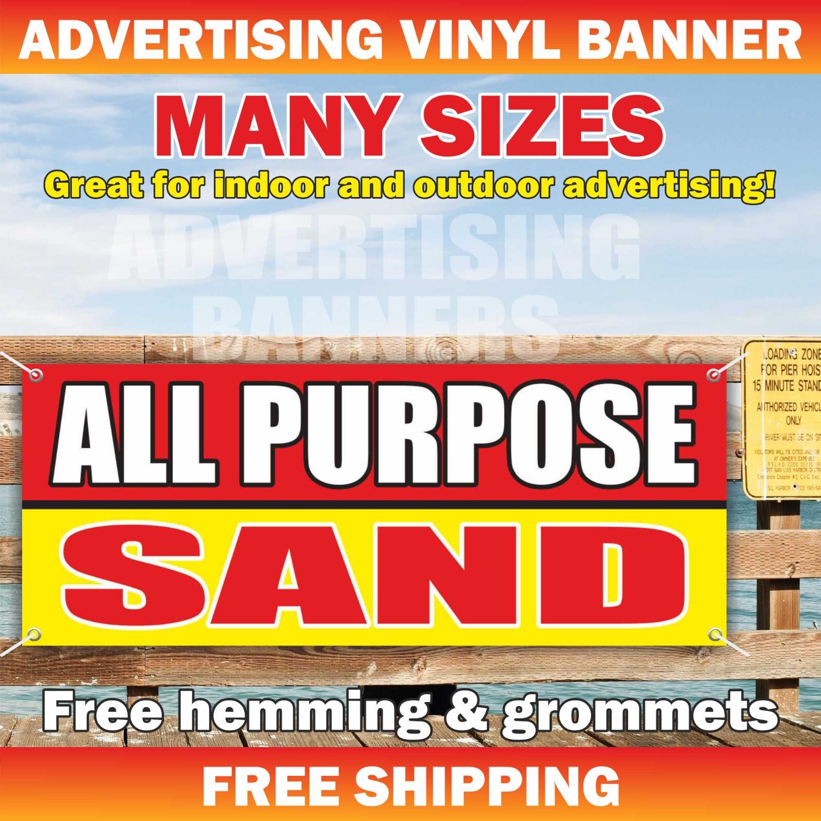 ALL PURPOSE SAND Advertising Banner Vinyl Mesh Sign Mulch Rock Sod LANDSCAPING