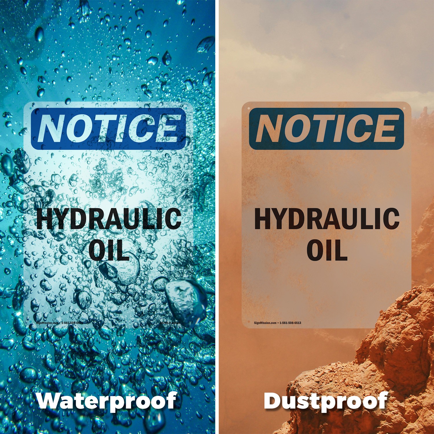 Hydraulic Oil OSHA Notice Sign Metal, Plastic, Or Decal – 5 or 10 Pack