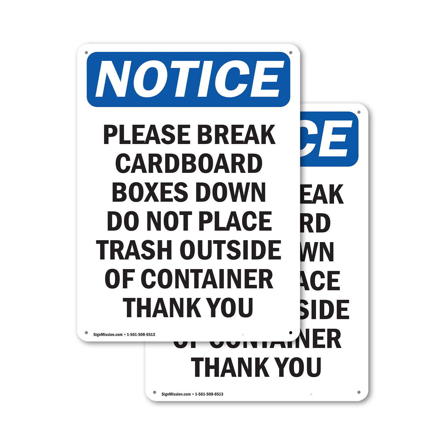 (2 Pack) Please Break Cardboard Boxes Down OSHA Notice Sign Decal Metal Plastic