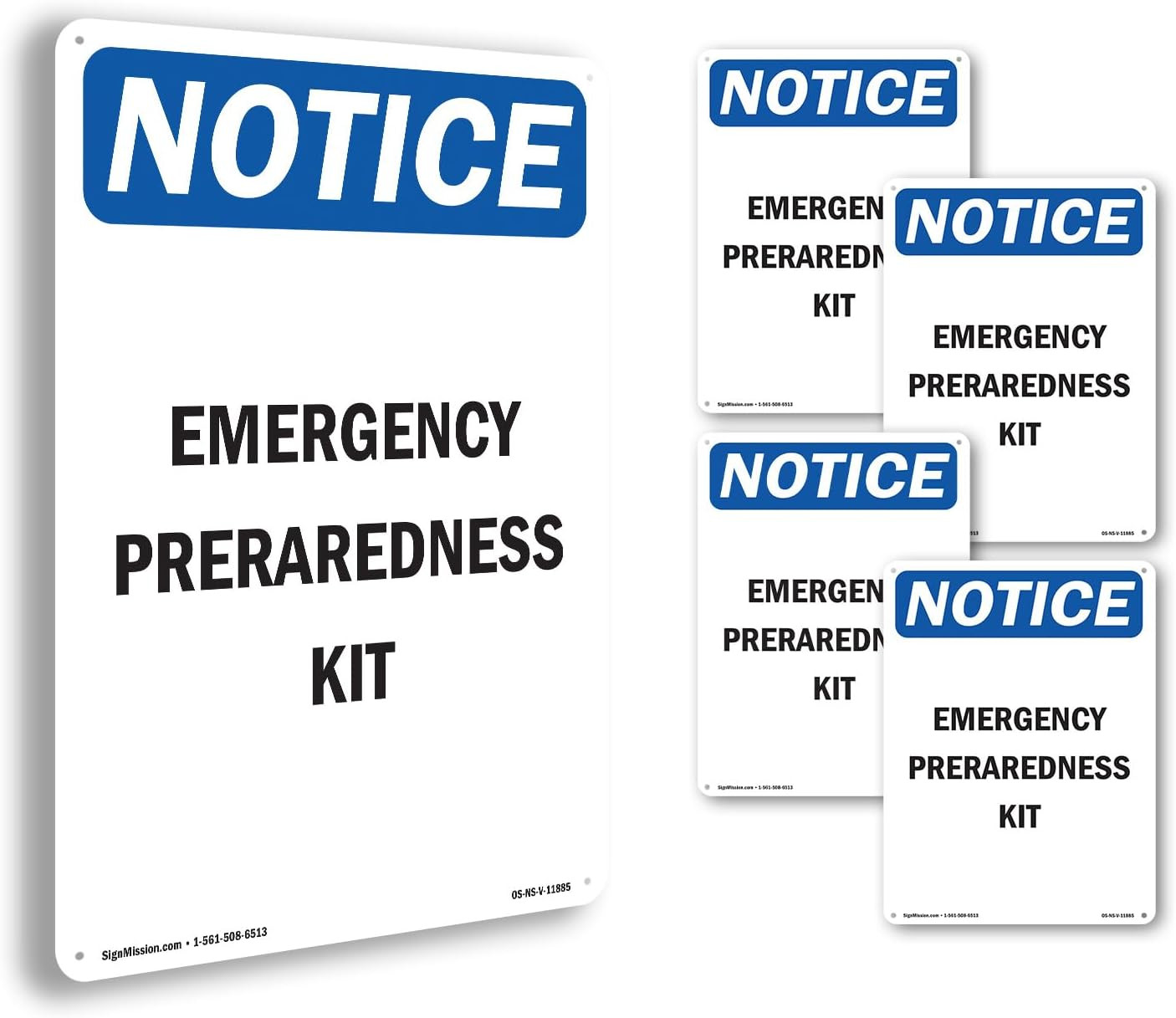 Emergency Preparedness Kit OSHA Notice Aluminum Sign 24 Inch X 18 Inch – 5 Pack
