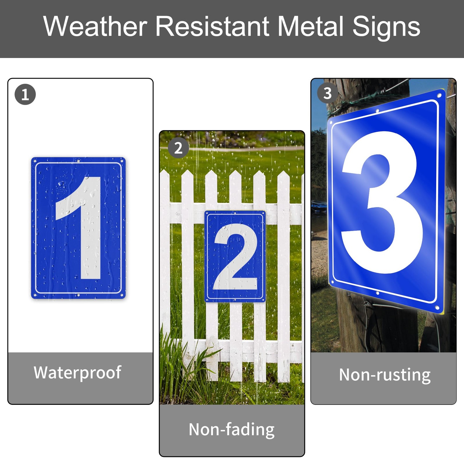 Numbered Sign 12 Aluminum Number Signs 12×8 Inch Tennis Court Parking Lot