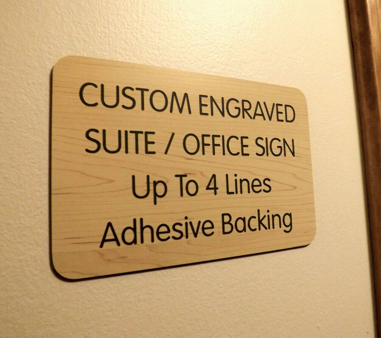 Custom Engraved Birch 4×6 Office Suite Sign | Small Business Wall Door Plaque