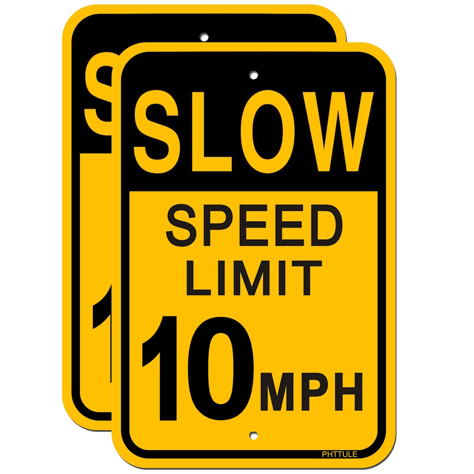 2 Pack 18×12 Inch Slow Down Sign Speed Limit 10 MPH Traffic Sign for Driveway