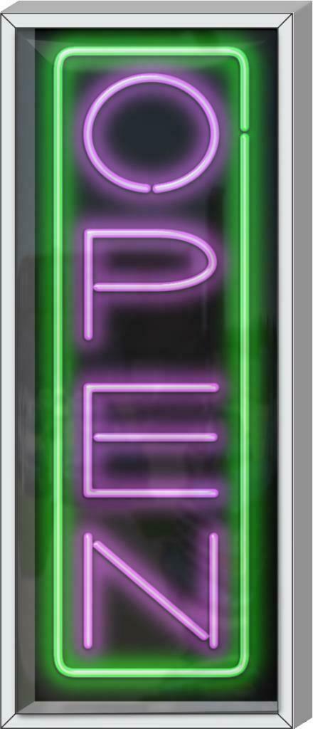 OUTDOOR Vertical Open Neon Sign | Jantec | 15″ x 37″ | Restaurant Cafe Bar