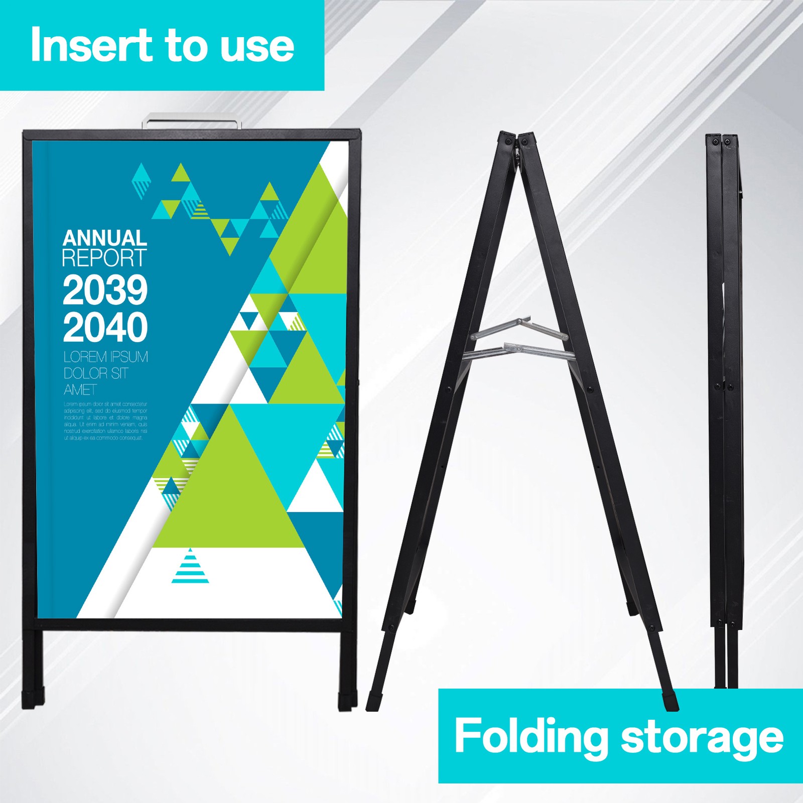 A Frame Sidewalk Sign 22 x 36 Inch Outdoor, Double-Sided Folding Sandwich Board