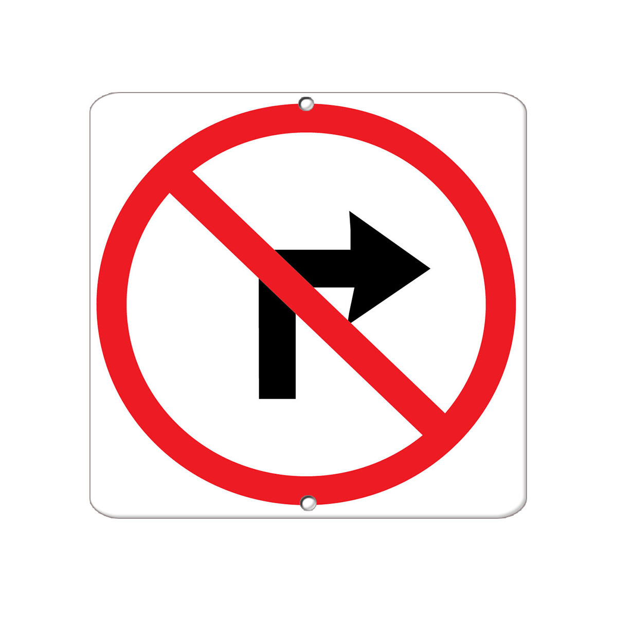 Square Metal Sign Multiple Sizes No Right Turn Traffic Road Weatherproof Street