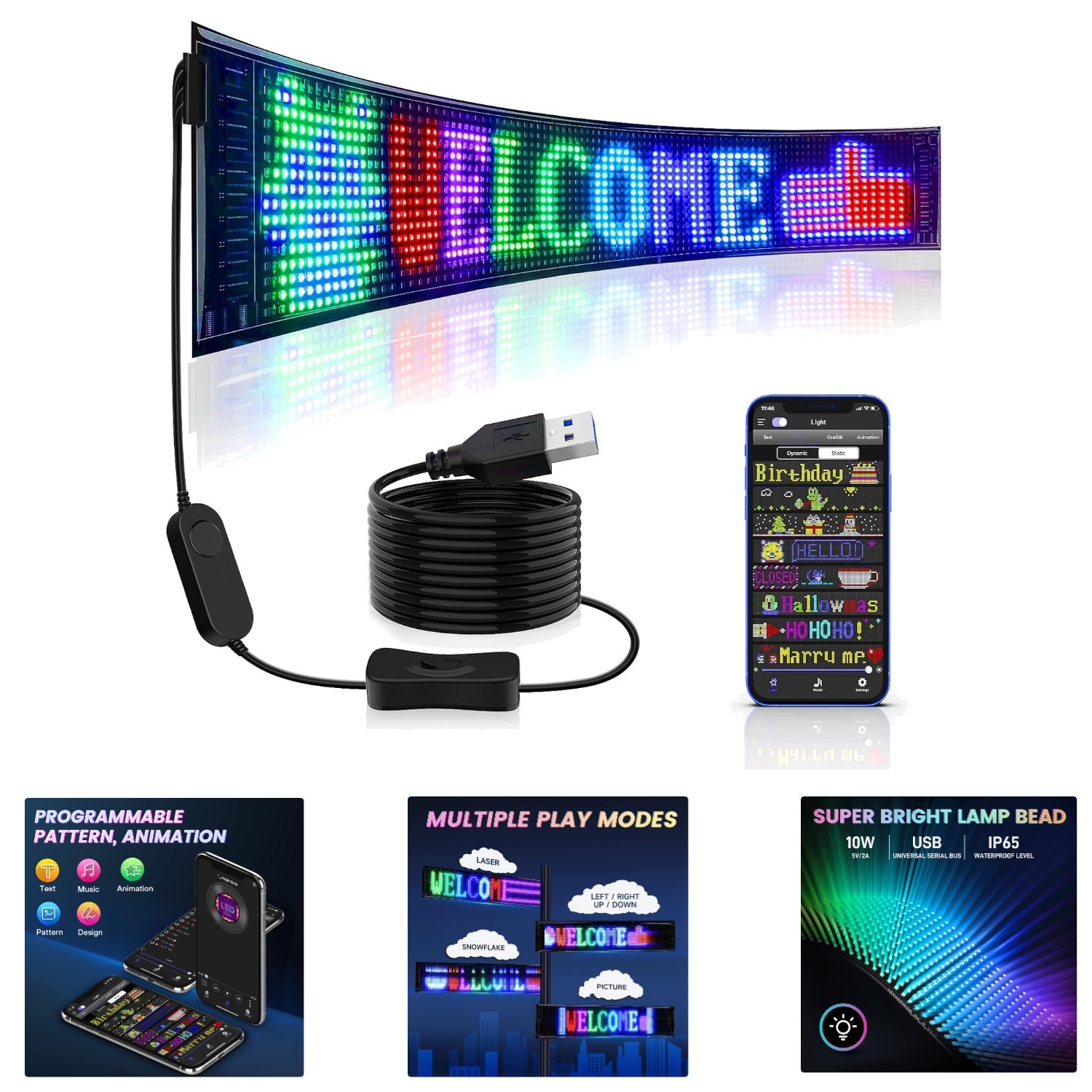 Huge Bright LED Store Sign with App Control – 27”x5” for Maximum Visibility
