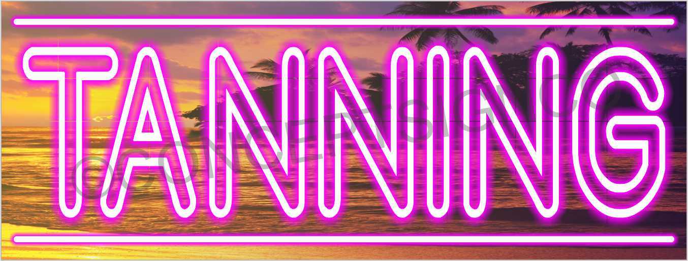 2’X5′ TANNING BANNER Outdoor Indoor Sign Neon Look Bed Salon Spa Spray Tan Pink