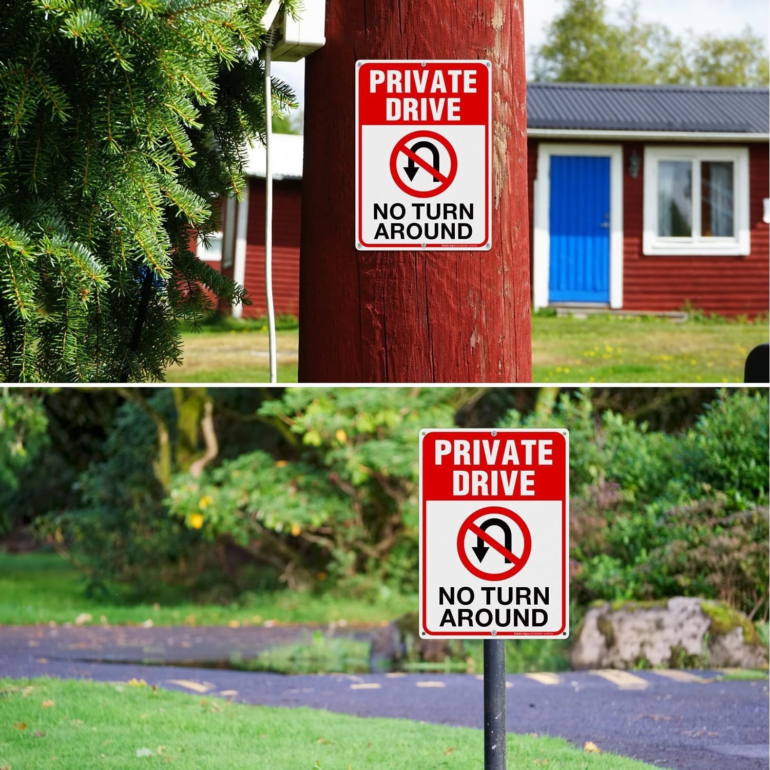 Private Drive Sign, No Turn Around Sign, Driveway Signs No Turnaround,14×10 I…