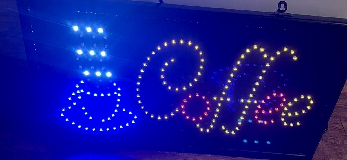 COFFEE Sign Light LED Wall Advertising Animated Business Display Motion 24×13”