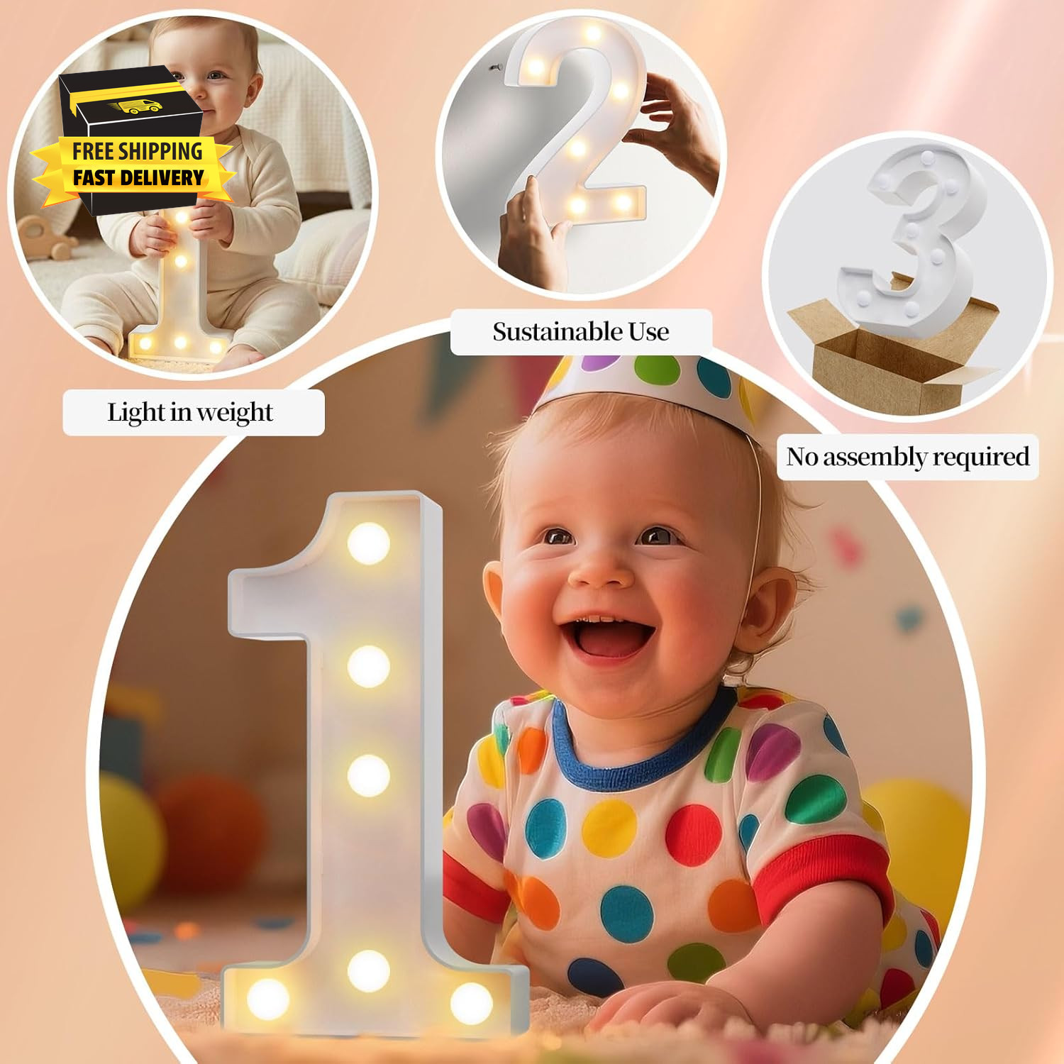 LED Marquee Light up Numbers Sign – Lighted Birthday Numbers Sign for Birthday P