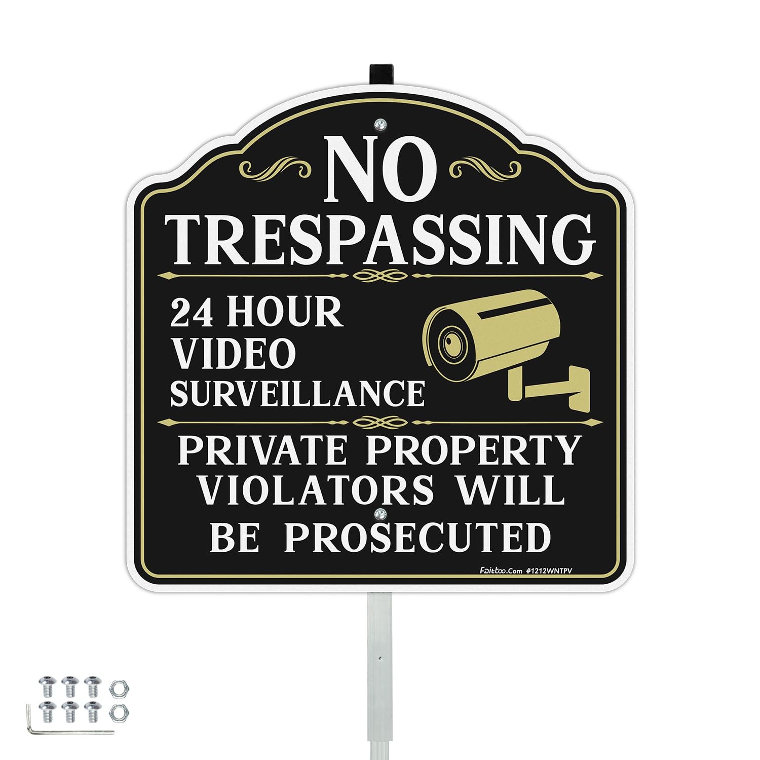 Faittoo 1212WNTPV Private Property No Trespassing Sign 12×12 White 42in Stake