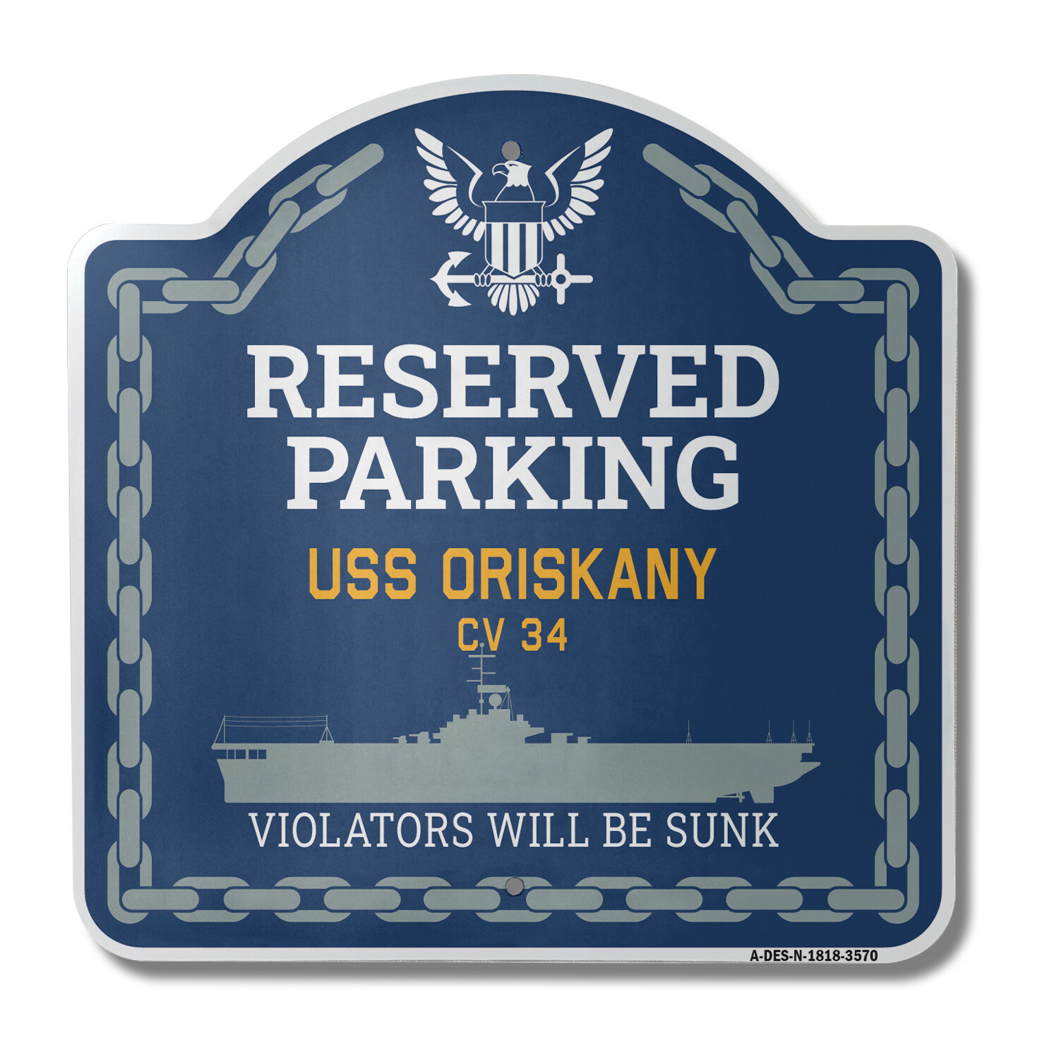 USS ORISKANY CV 34 | 18″ X 18″ Heavy-Gauge Aluminum Designer Navy Ship Sign
