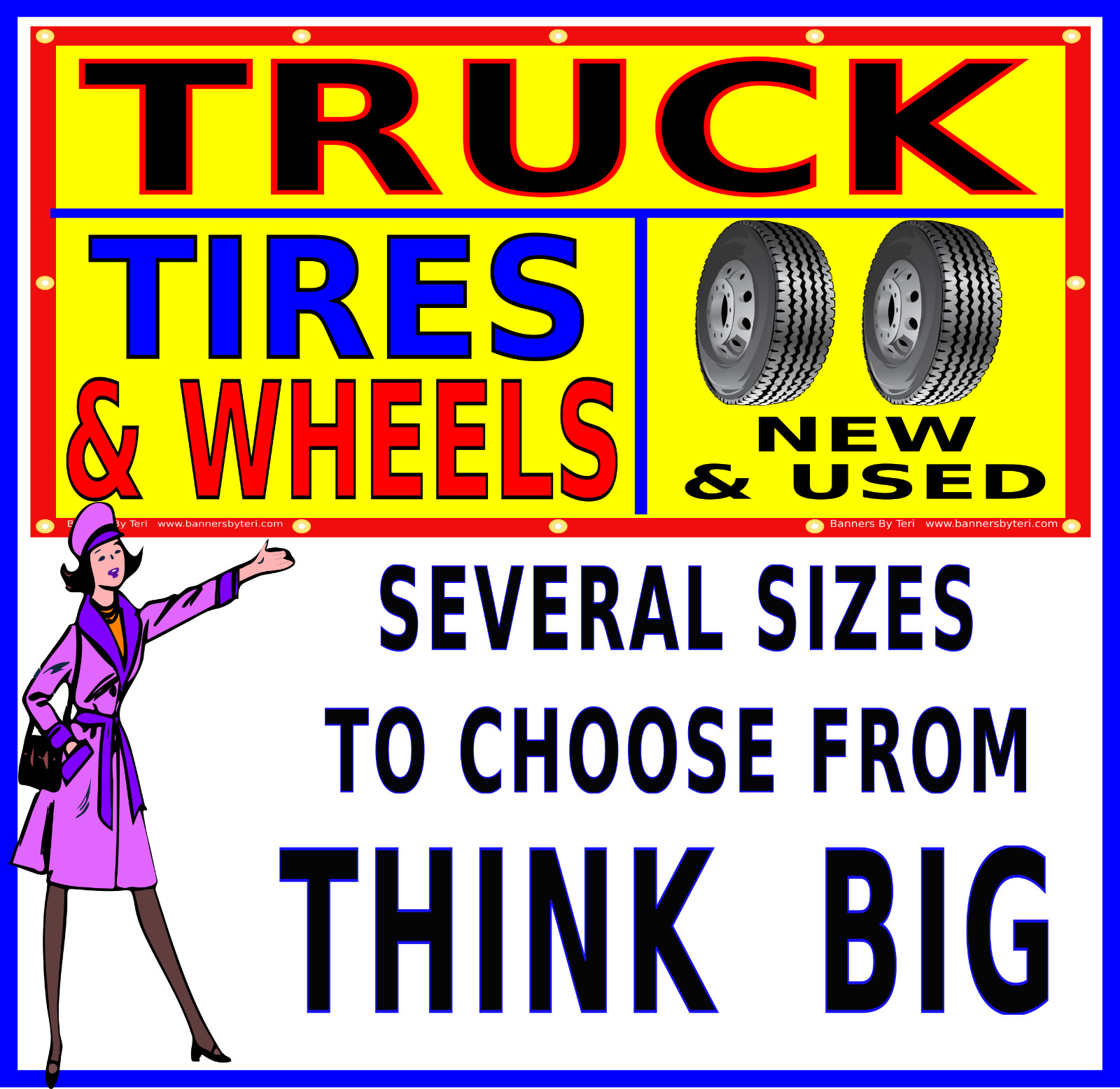 TRUCK TIRES & WHEELS – Vinyl Banner Signs – Fast Shipping – USA MADE – QUALITY