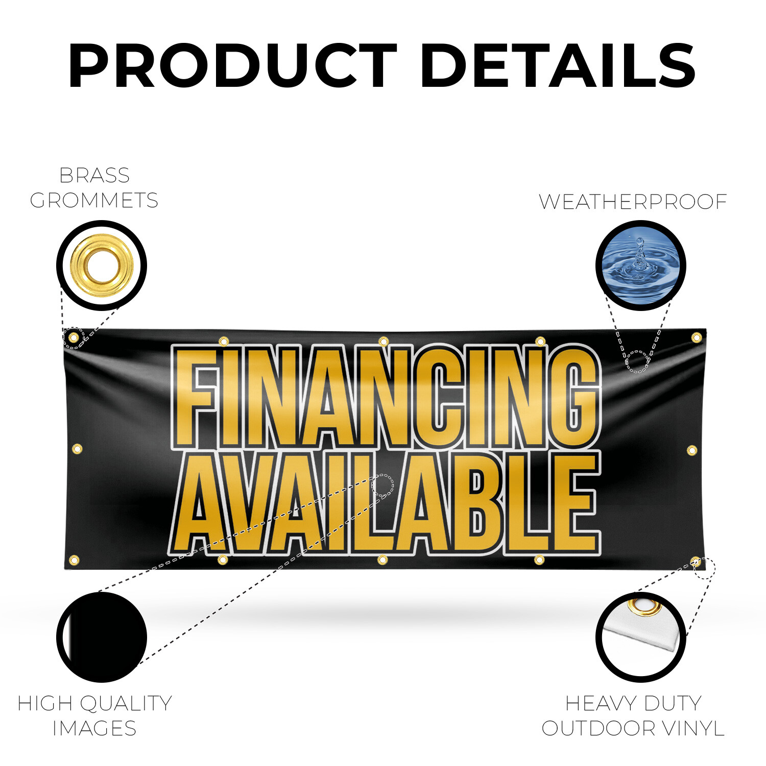 Financing Available Vinyl Banner Sign with Metal Grommets Heavy-Duty