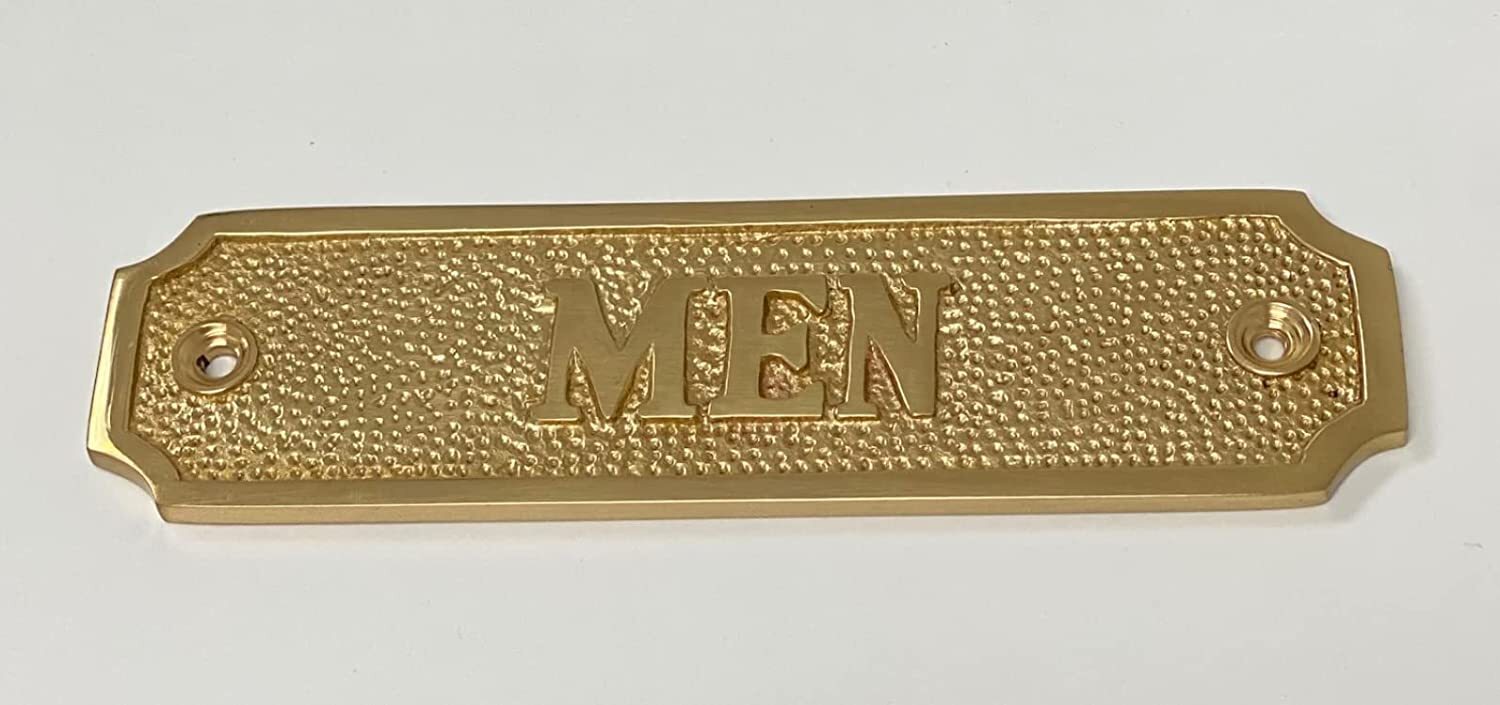 Brass Men Restroom Sign-Brass Door Sign (Brass,4X1.5 Inch)-REF24-1027