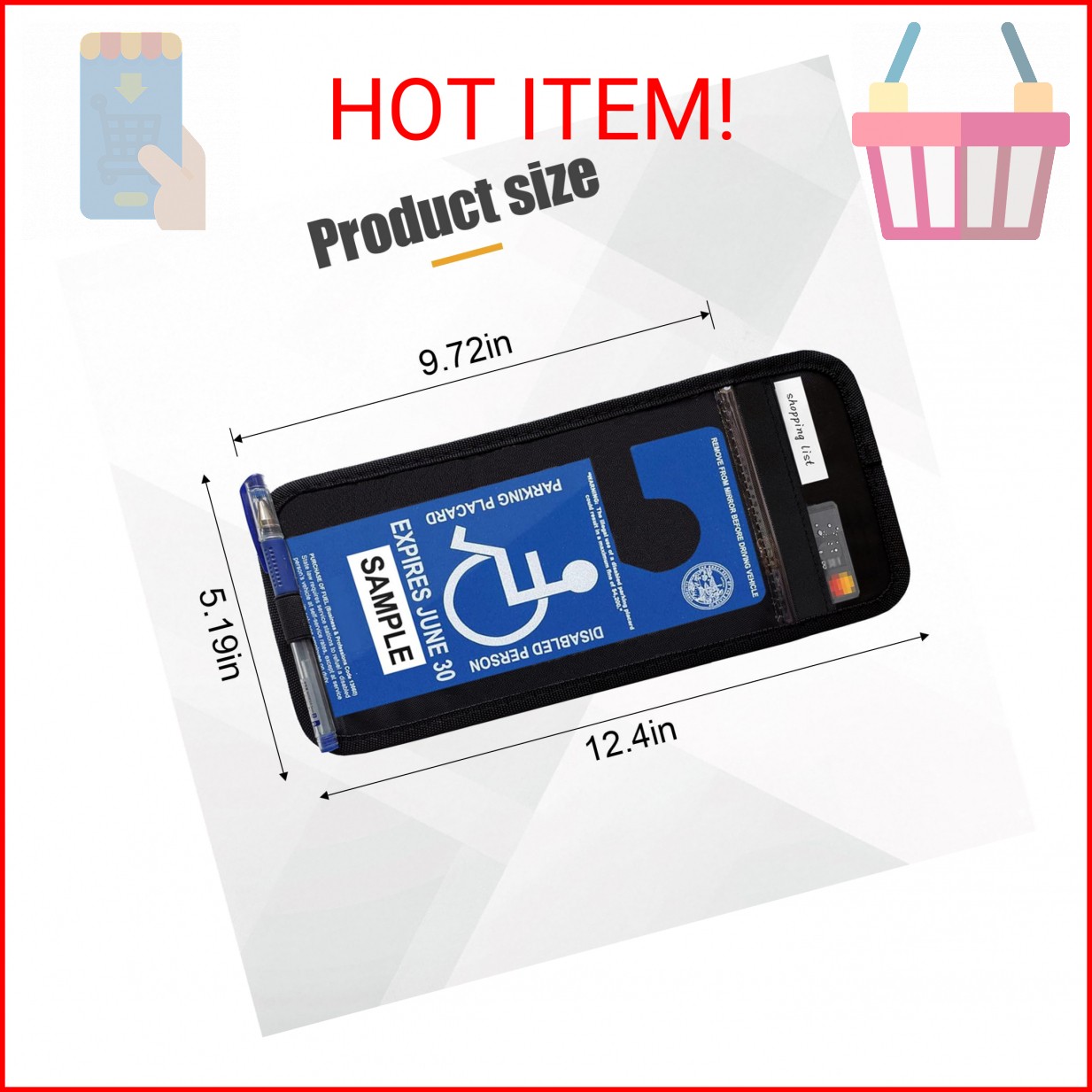 ZIMISI Handicap Placard Holder for Car, Universal Transparent Disabled Parking P