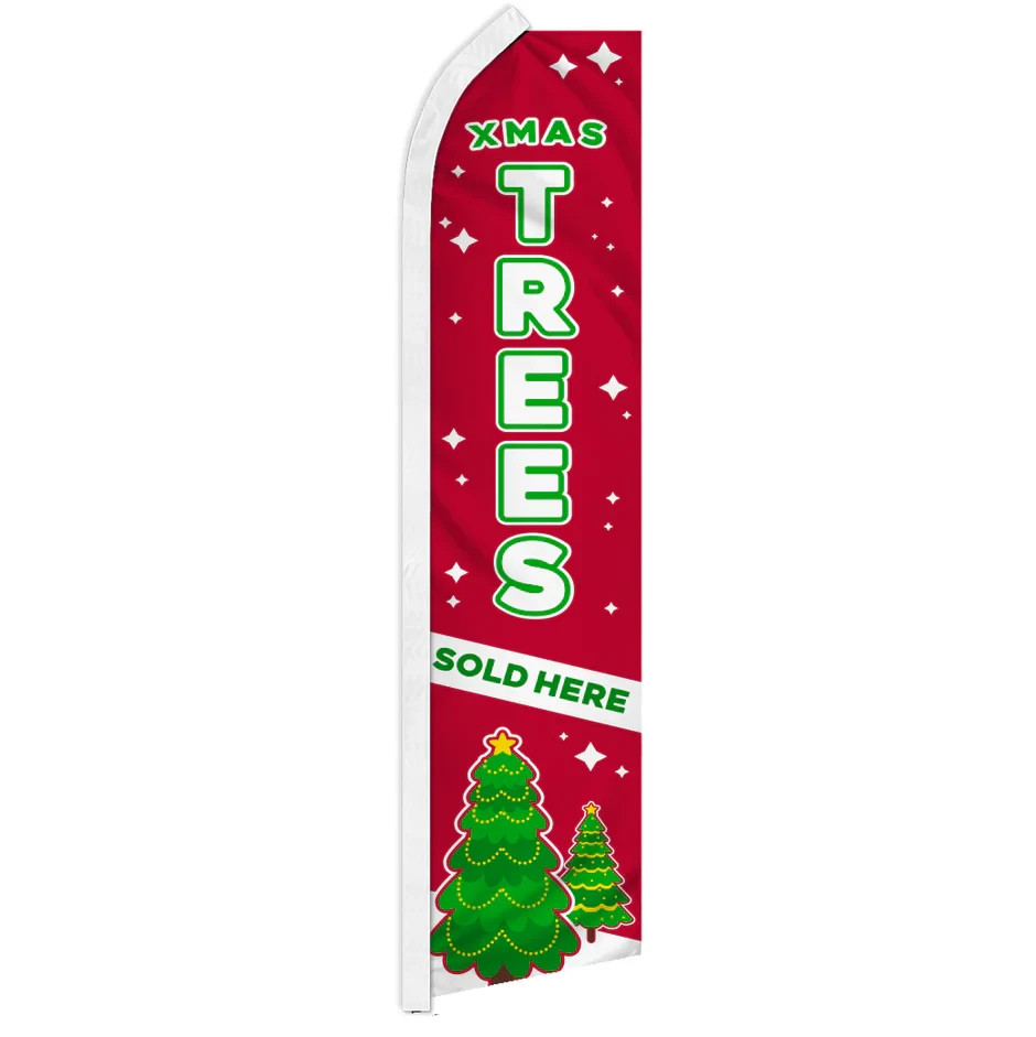 X-Mas Trees Sold Here Swooper Flutter Advertising Feather Flag Christmas Flag
