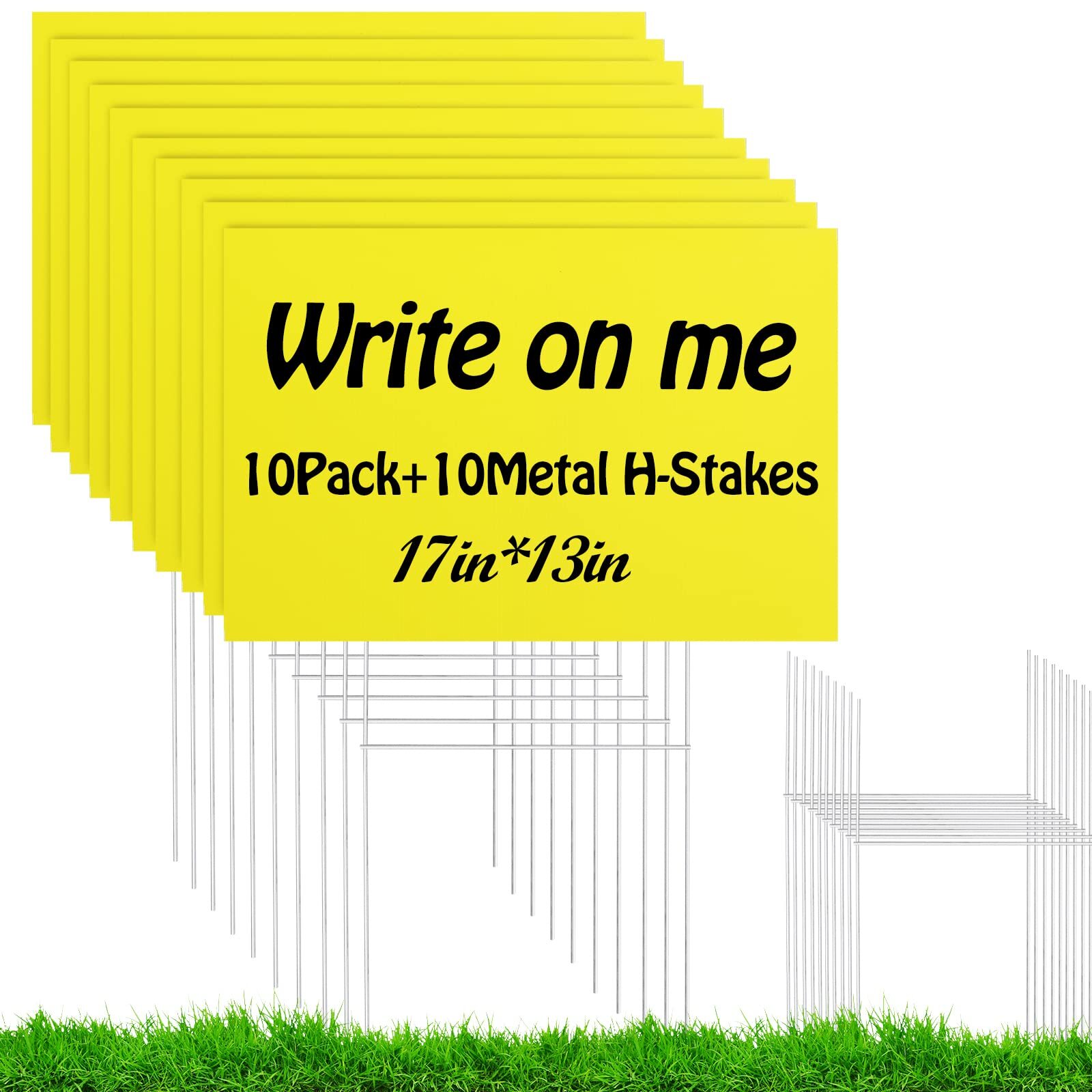 10 Pack Blank Yard Signs with Stakes 17×13 Inches Garage Sale Signs for Outdoor
