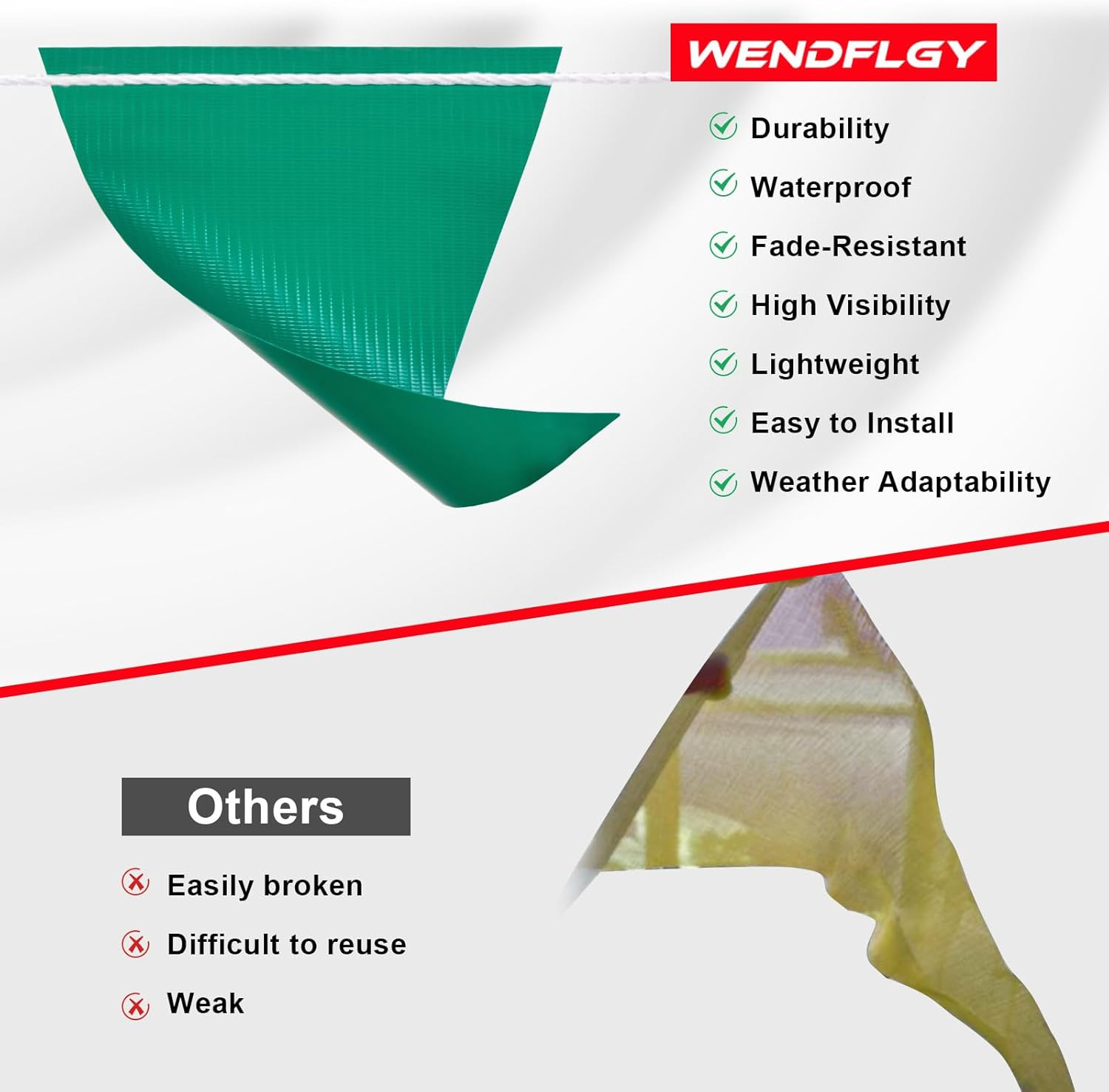 Safety Warning Pennant Banner Flags – Multipurpose High Visibility Colored Trian