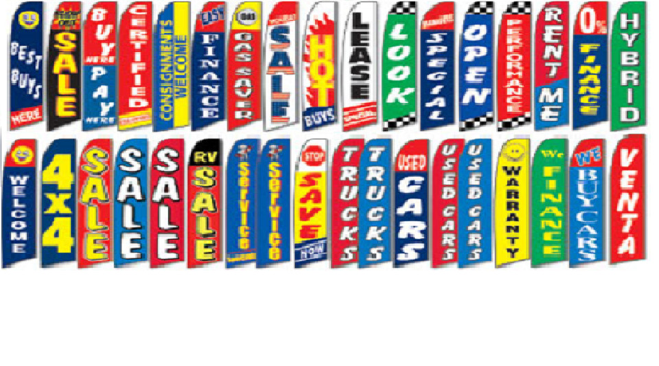 EZ LINE Dealership Swooper Feather Flag 15ft Auto Sales KIT Pole Spike