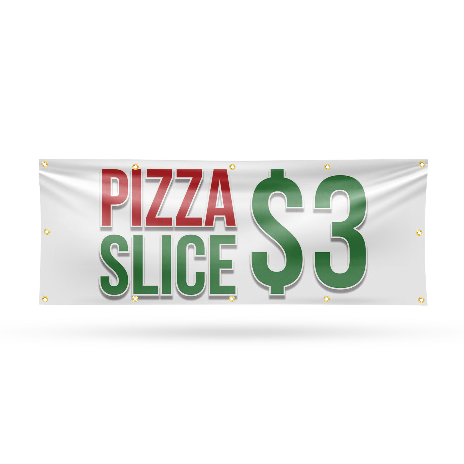 Pizza Slice $3 Vinyl Banner Sign with Metal Grommets Heavy-Duty Single-Sided