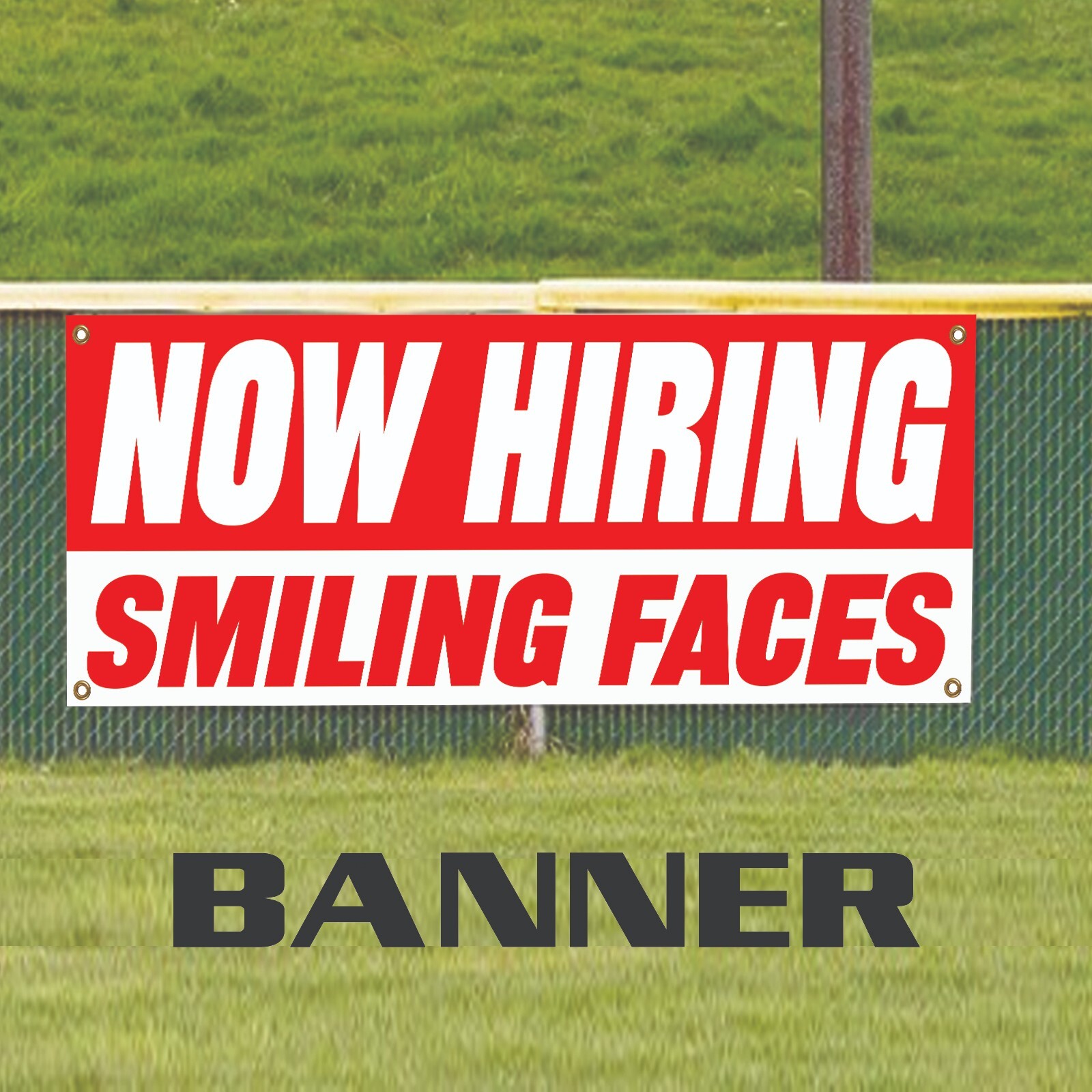 Now Hiring Smiling Faces Work Employment Job Advertising Vinyl Banner Sign