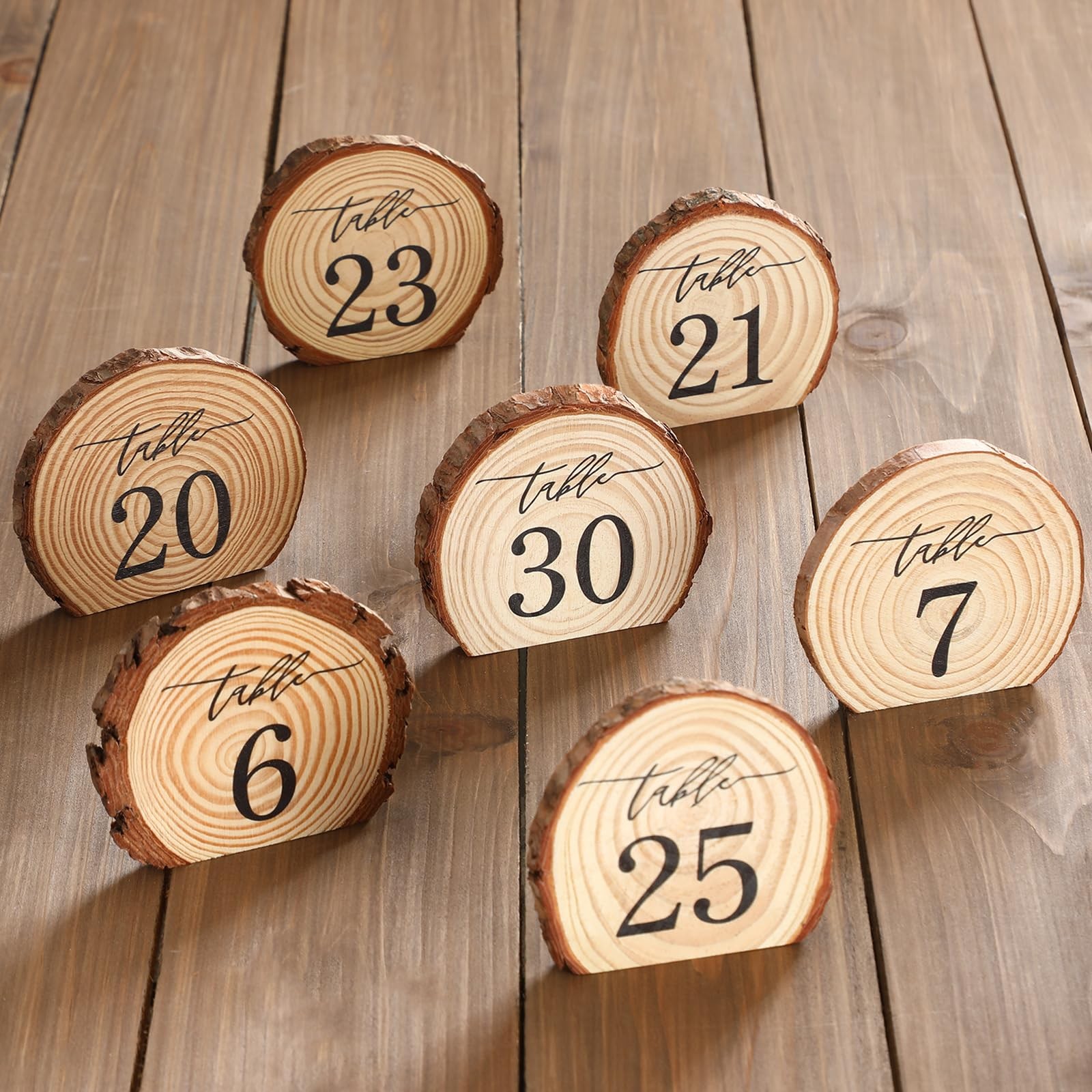31 Pcs Wooden Wedding Table Numbers 1-30, Wooden Restaurant Table Numbers Cen…