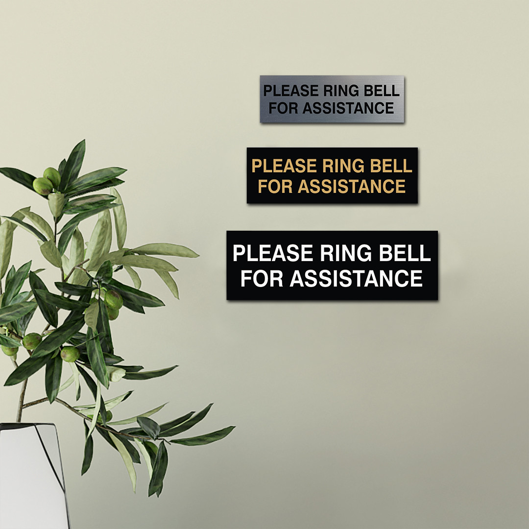 PLEASE RING BELL FOR ASSISTANCE Sign – Silver – Medium