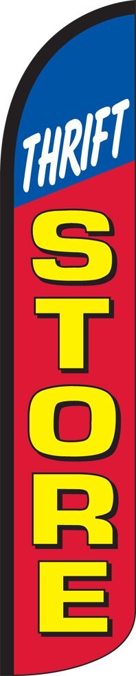 Thrift Store 15′ Tall Windless Swooper Feather Banner Flag & Pole Kit
