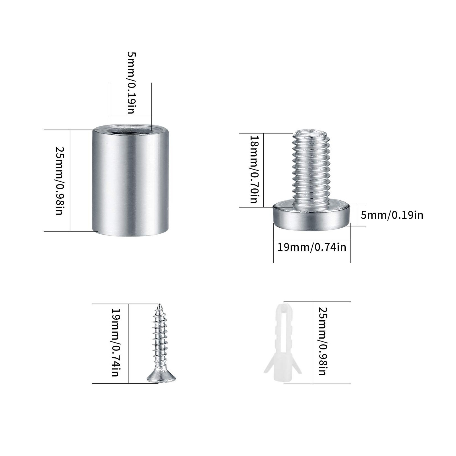10 Pcs Sign Standoff Screws, Stainless Steel Glass Standoffs, Wall Standoff…