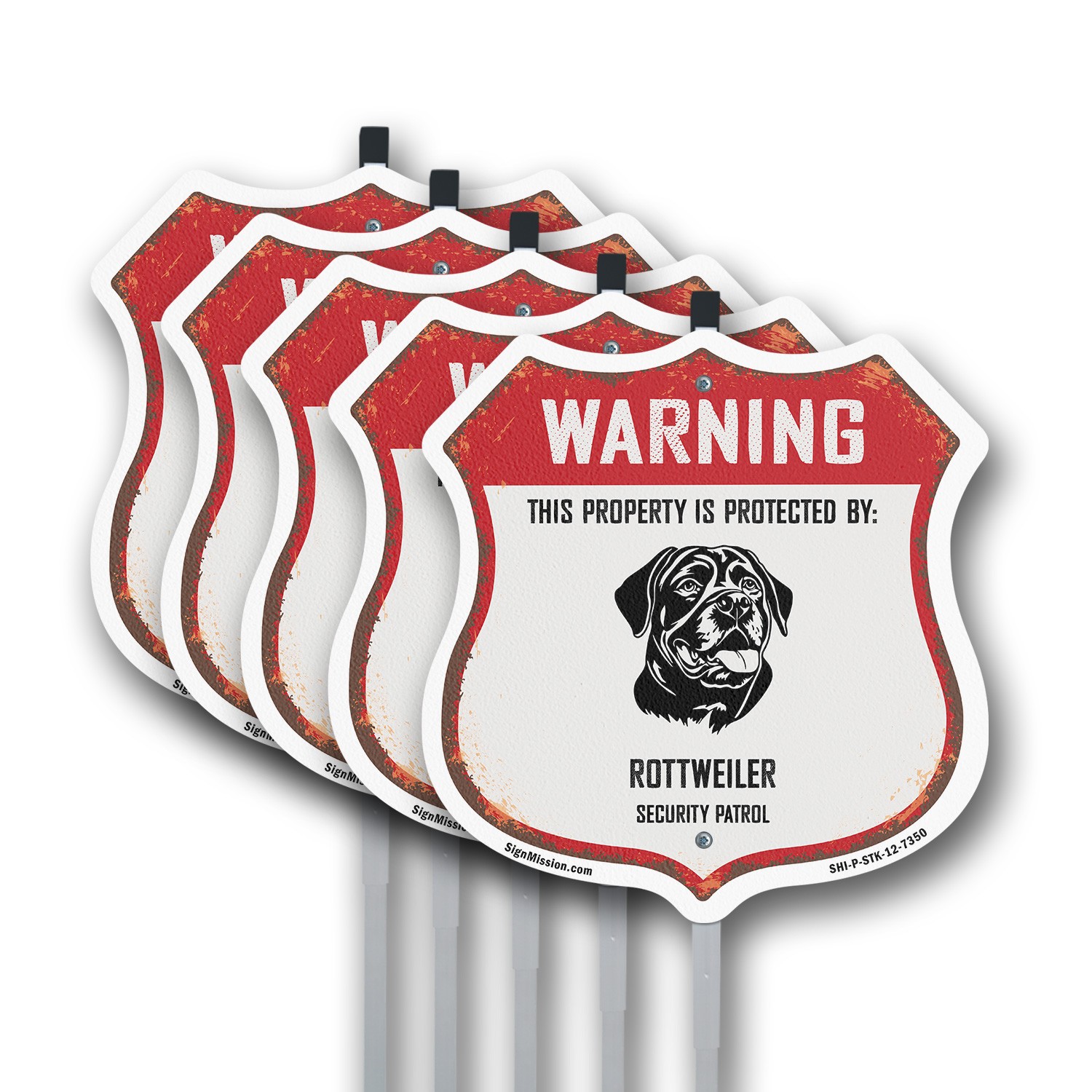 Warning Property is Protected by Rottweiler Made in the Shield Sign With Stake
