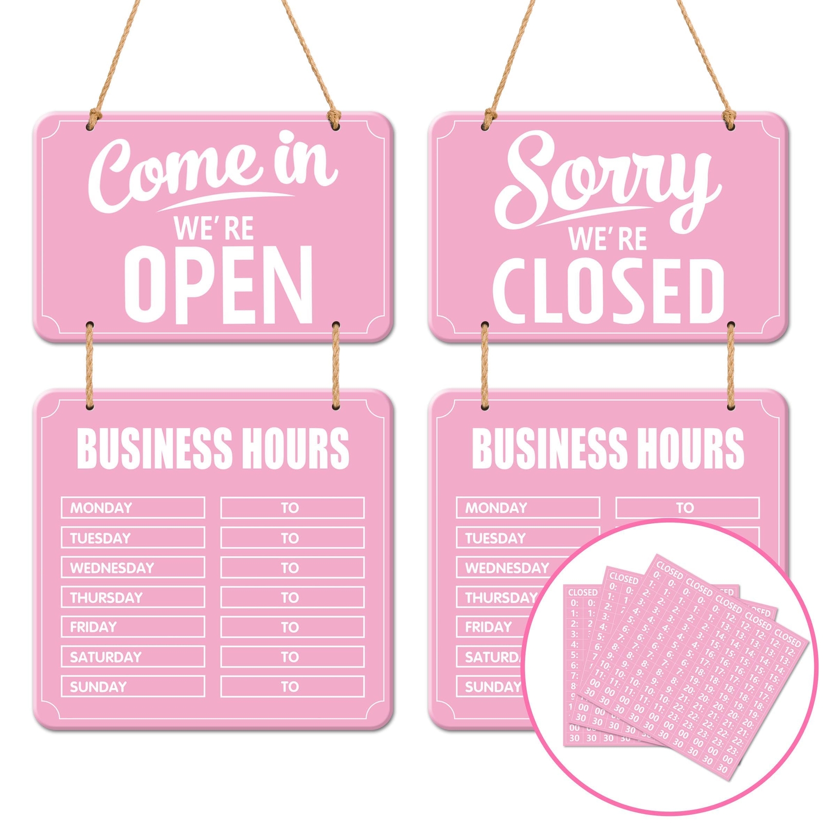 Business Hours Sign Hanging Open and Closed Signs for Coffee Bar Shop Door