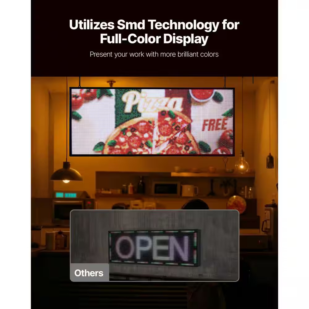 Programmable LED Sign P6 Full Color LED Scrolling Panel 40 In. X 18 In. DIY Cust
