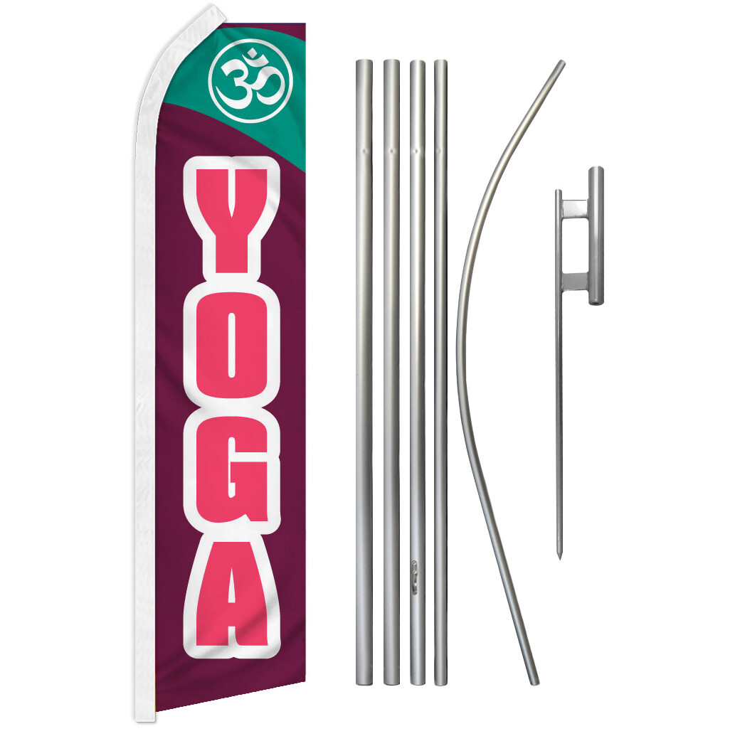 Yoga Advertising Swooper Feather Flutter Flag Pole Kit Yoga Studio Gym